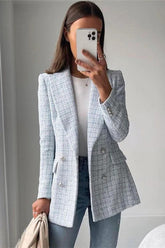 Tweed Blazer Vintage Zweireihiger Mantel